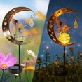 thumbnail image 6 of CPAN Solar Moon Fairy Lights Garden Decoration Wrought Iron Ground Plug Lights, 6 of 9