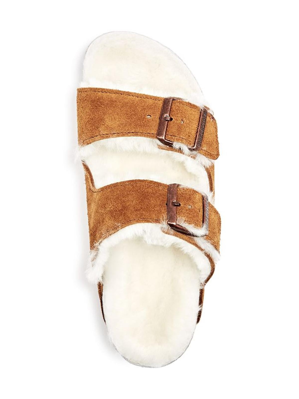 Birkenstock Women's Arizona Shearling Sandals, Mink, Tan, 5 Medium US