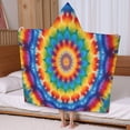 thumbnail image 5 of Colorful Tie Dye Floral Mandala Hooded Bath Towel，60"x35" for Ages 3 To 12 Kids, Quick Dry Lightweight Soft Microfiber Hood Beach Towel Cover Up for Kids, 5 of 7