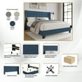 thumbnail image 5 of Castle Place Elegant Wingback Linen Upholstered Twin Bed, Warm Grey, 5 of 8