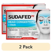 (2 pack) Sudafed PE Non-Drowsy Head Congestion + Pain Relief Caplets, 20 Ct