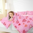 thumbnail image 4 of Manfei Cartoon Loves Pattern Queen Comforter Set,Girl Heart Print Bedding Sets,Dreamy Pink Bedding Comforter Set For Kids,Microfiber Bedroom Decor Reversible,3-Piece, 4 of 8