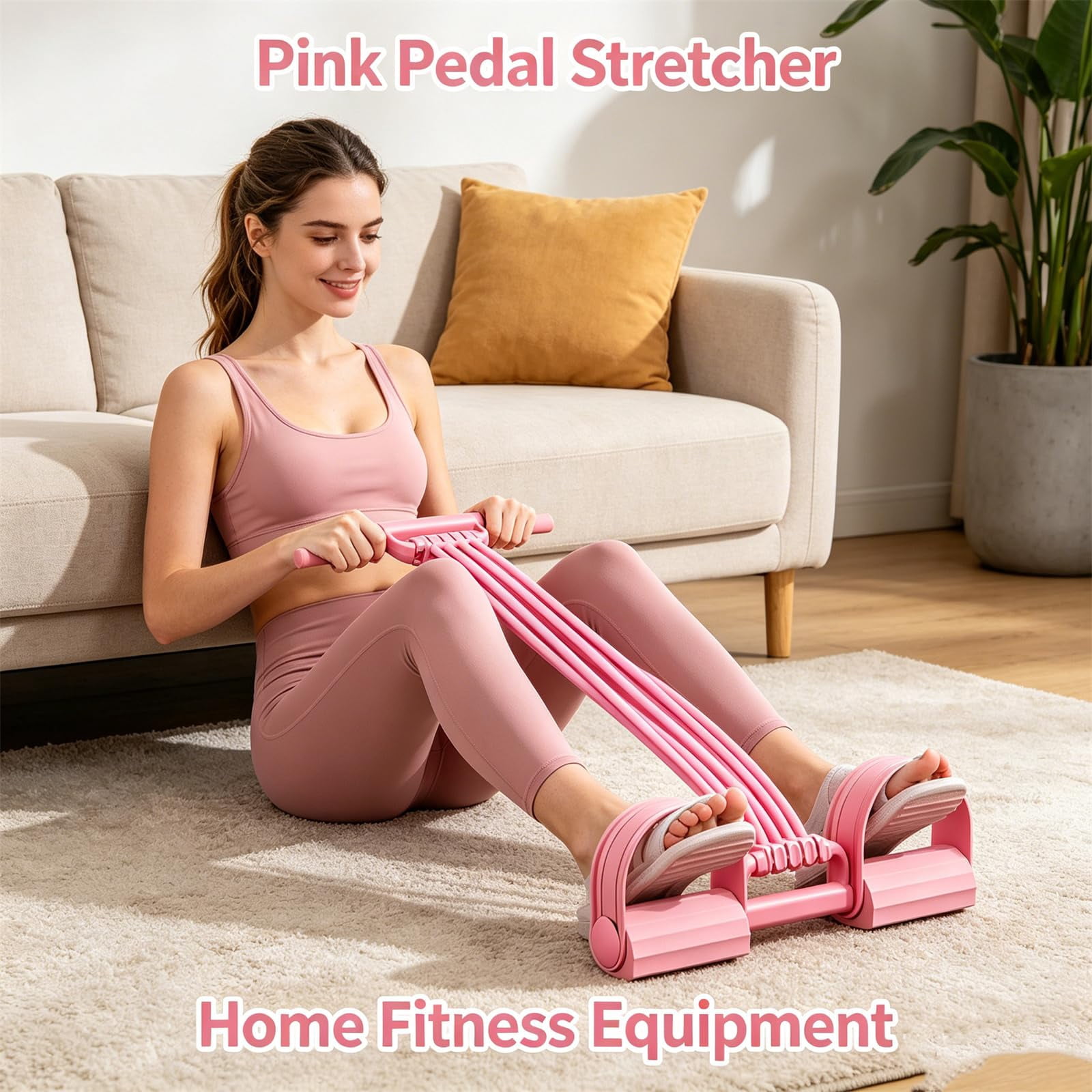 Pedal Resistance Band with Handle,New Upgrade 8 Tube Exercise Band, Yoga Elastic Stretching Resistance Band