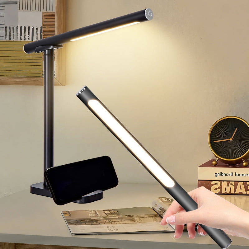 TICOZE LED Desk Lamp 360° Adjustable with USB Charging Port, 5 Light Modes and Dimmable Brightness Touch Control, Space-Saving Bedside Lamp for Reading, Craft, Work and Study (Black)