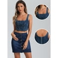 thumbnail image 2 of DARING DIVA Women's Denim Top Square Neck Party Corset Crop Tank Top XS Mid-Blue, 2 of 6