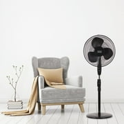 BLACK+DECKER 3-Speed 48-Watt 16-In. Oscillating Stand Fan with Remote, BFSR16 (Black), BFSR16B