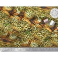 thumbnail image 2 of Soimoi Gold Japan Crepe Satin Fabric Leopard & Tiger Animal Skin Print Fabric by Yard 44 Inch Wide, 2 of 3