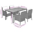 thumbnail image 2 of vidaXL 5 Piece Garden Dining Set with Cushions Grey Poly Rattan, 2 of 6