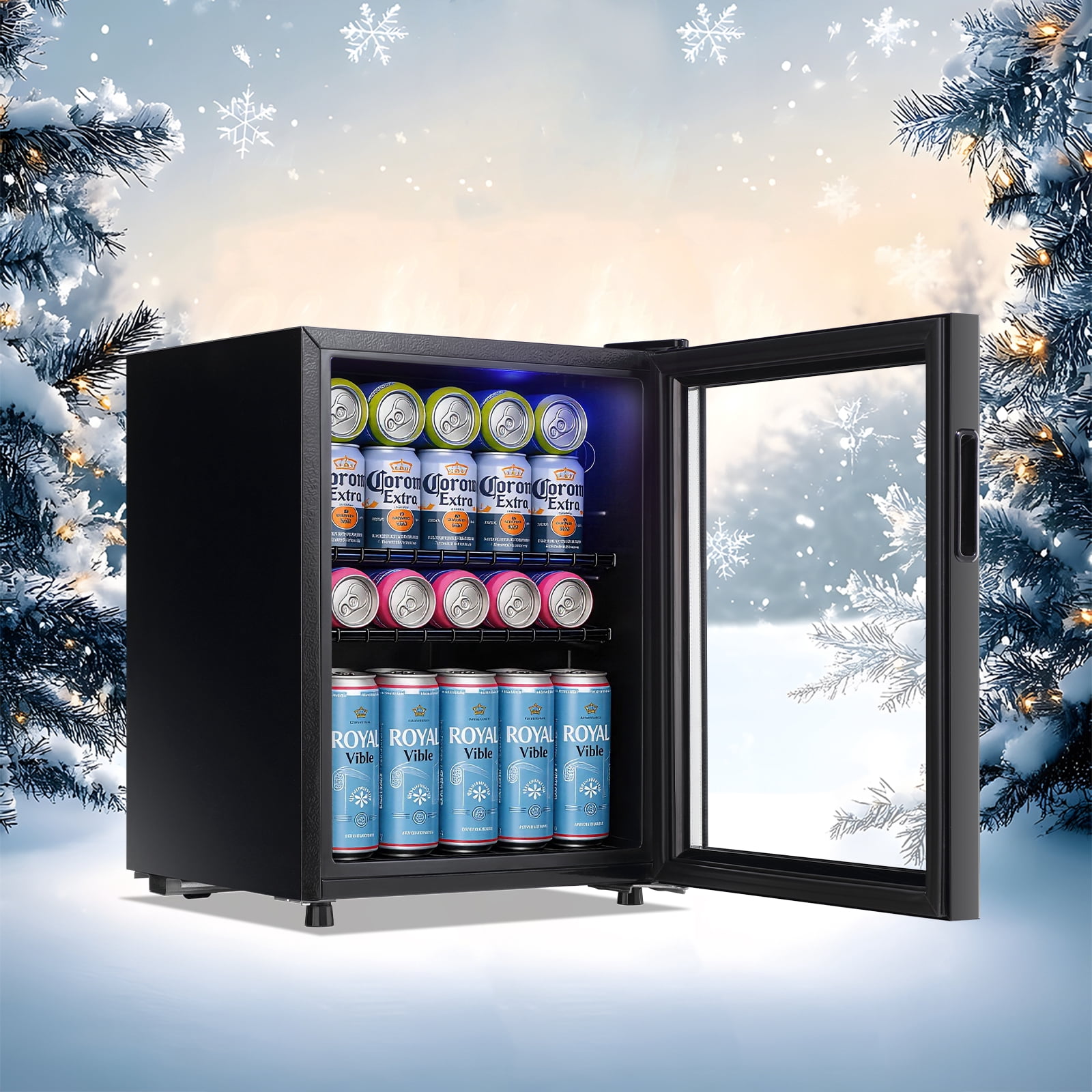 TACOOL Small Beverage Cooler 95 Can Beverage Refrigerator Cooler, 2.8Cu.Ft Drink Mini Fridge Glass Door for Soda Beer Black