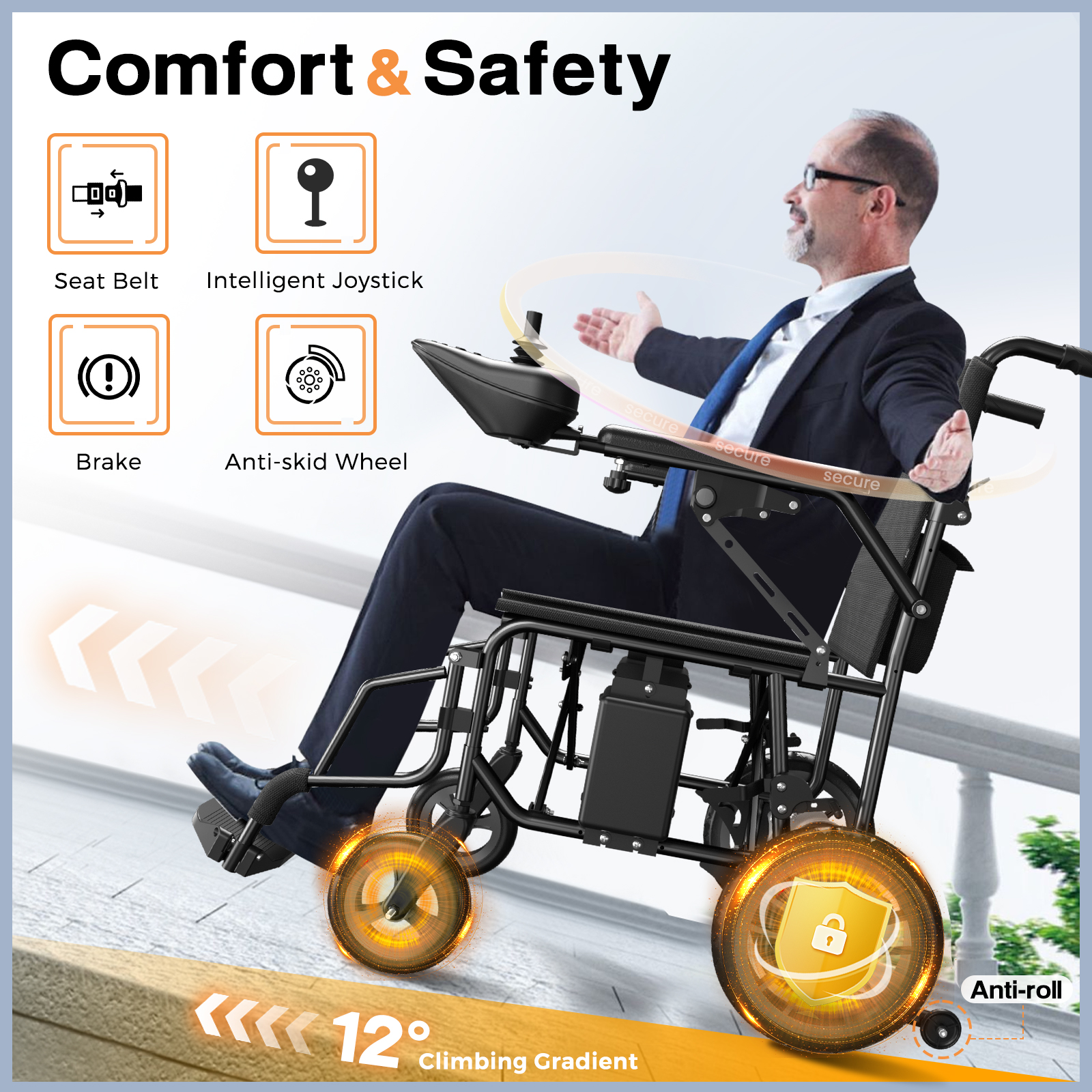 Electric Wheelchair For Adults, Adult Foldable Intelligent Electric Wheelchairs: Long Travel Range with 360° Maneuverability Control Joystick for Maximum Convenience, Rolling Walkers For Seniors