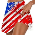 thumbnail image 2 of QATAINLAV 4th of July Skort for Girls, Womens Trendy American Flag Print Tennis Skirt Summer Stretchy Tummy Control Running Skort Blue XL, 2 of 6