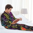 thumbnail image 6 of Sikiie Neon Bar Drinks Mens Pajama Set, Soft Warm Long Sleeve Sleepwear, Cozy Button-Down Pjs for Men-Small, 6 of 7