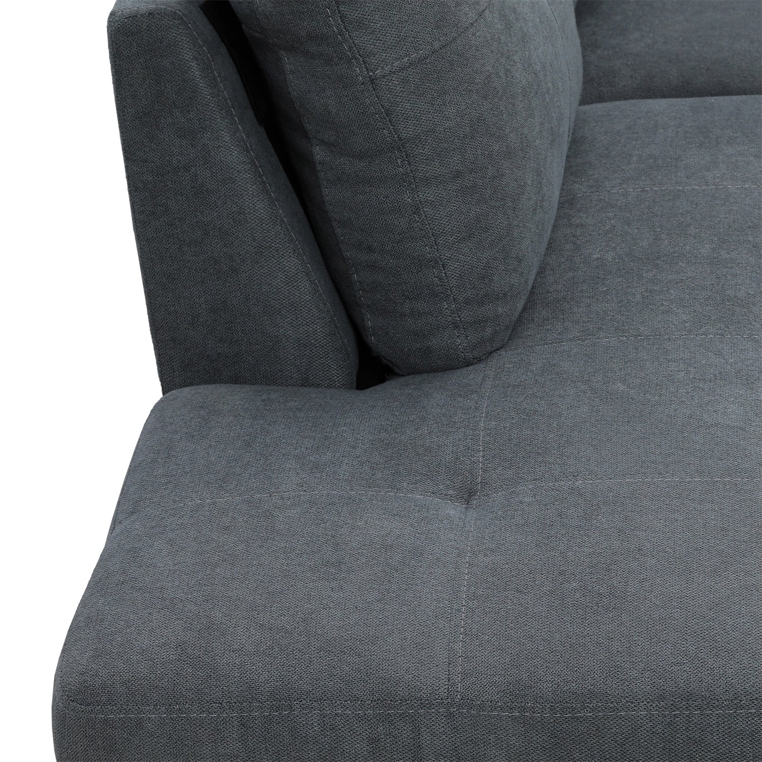 Hommoo L Shaped Couch Set Sectional Sofa Set, Flannel Living Room Furniture Sets, 4-Seat Couches and Sofa Set for Home, Apartment, Dorm, Dark Gray(No Ottoman)