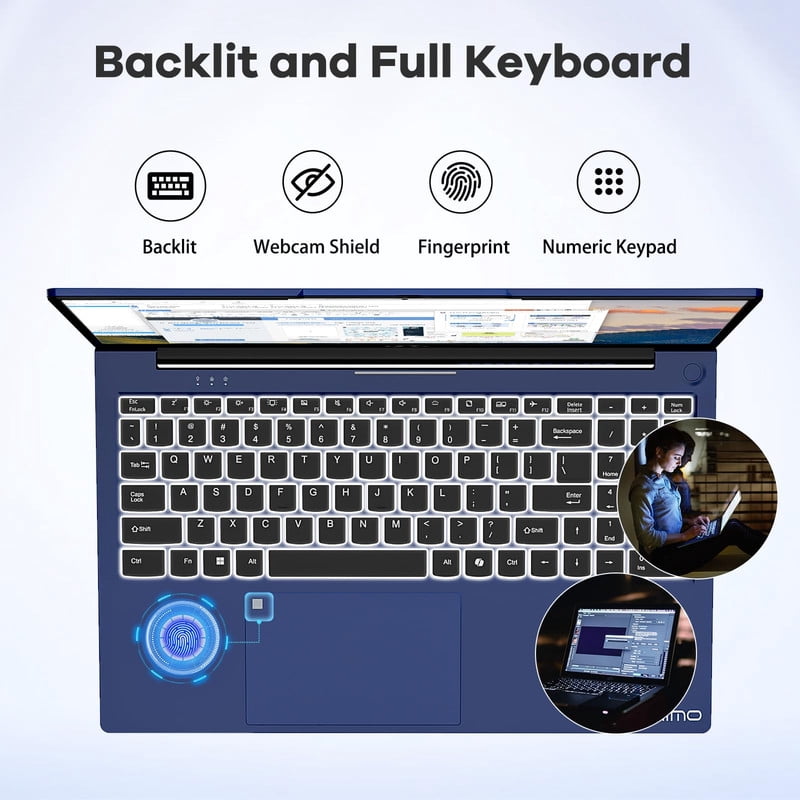 15.6" FHD-IPS-Business Laptop, 32GB RAM 1TB SSD, 8 Cores Intel Core i5-12450H(Beat i7-11800H, Up to 4.4 GHz) Computer with 100W Type-C Fingerprint Backlit Keyboard WiFi-6 Numpad Win 11 Blue