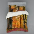 thumbnail image 2 of Ambesonne Autumn Bedding Set 3 Pcs, Shady Deciduous Trees, Twin, Apricot Brown Red, 2 of 3
