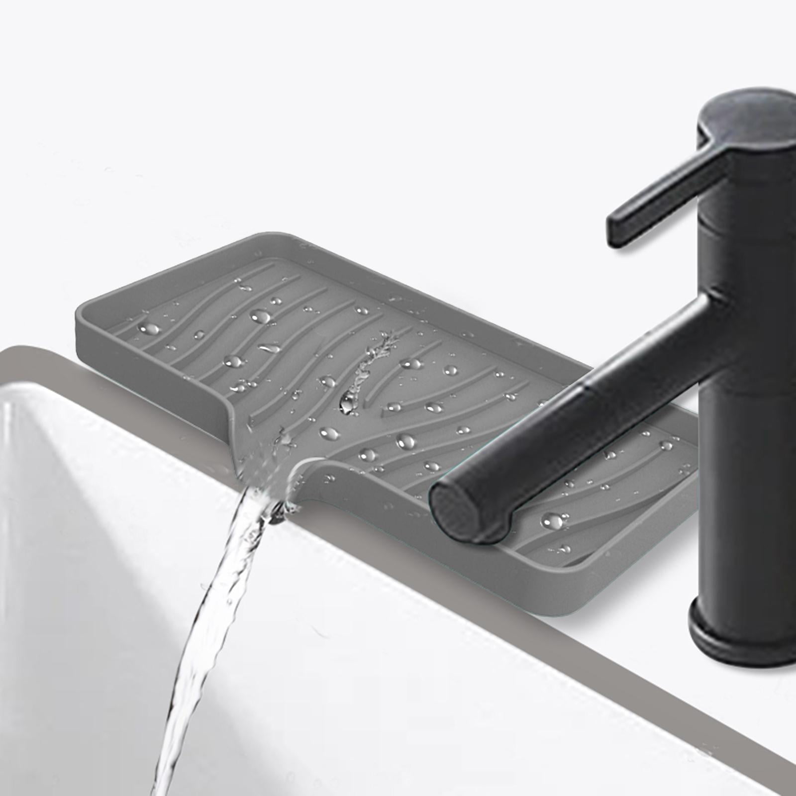Kitchen Soap Tray Kitchen Sink Sponge Tray Kitchen Sponge Holder Self Draining Silicone Soap Holder for Bathroom Kitchen Counter Gray Large Walmart