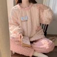 thumbnail image 2 of Conjunto de pijama de 2 piezas para mujer, ropa de casa gruesa y cálida para el rostro, cómoda, informal, Simple, con estilo, holgada, para invierno, 2 of 5