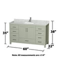 thumbnail image 2 of Wyndham Collection WCS141460SLGCMUNSMXX Sheffield 60" Free Standing Single Basin Vanity, 2 of 7