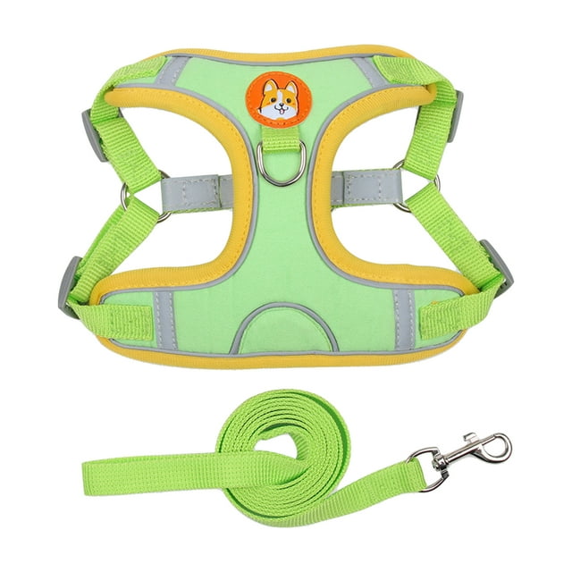 Flmtop 2Pcs/Set Ensemble de Sangle de Poitrine pour Animaux de Compagnie Réfléchissant Anti-Escapade Harnais Respirant pour Animaux de Compagnie Jeu de Laisse de Traction Accessoires pour Animaux de Compagnie