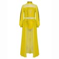 thumbnail image 3 of Aislor Kids Girls Lyrical Dance Costume Rhinestones Recitals Skirted Leotard Dance Competitions Dress Yellow 10, 3 of 6