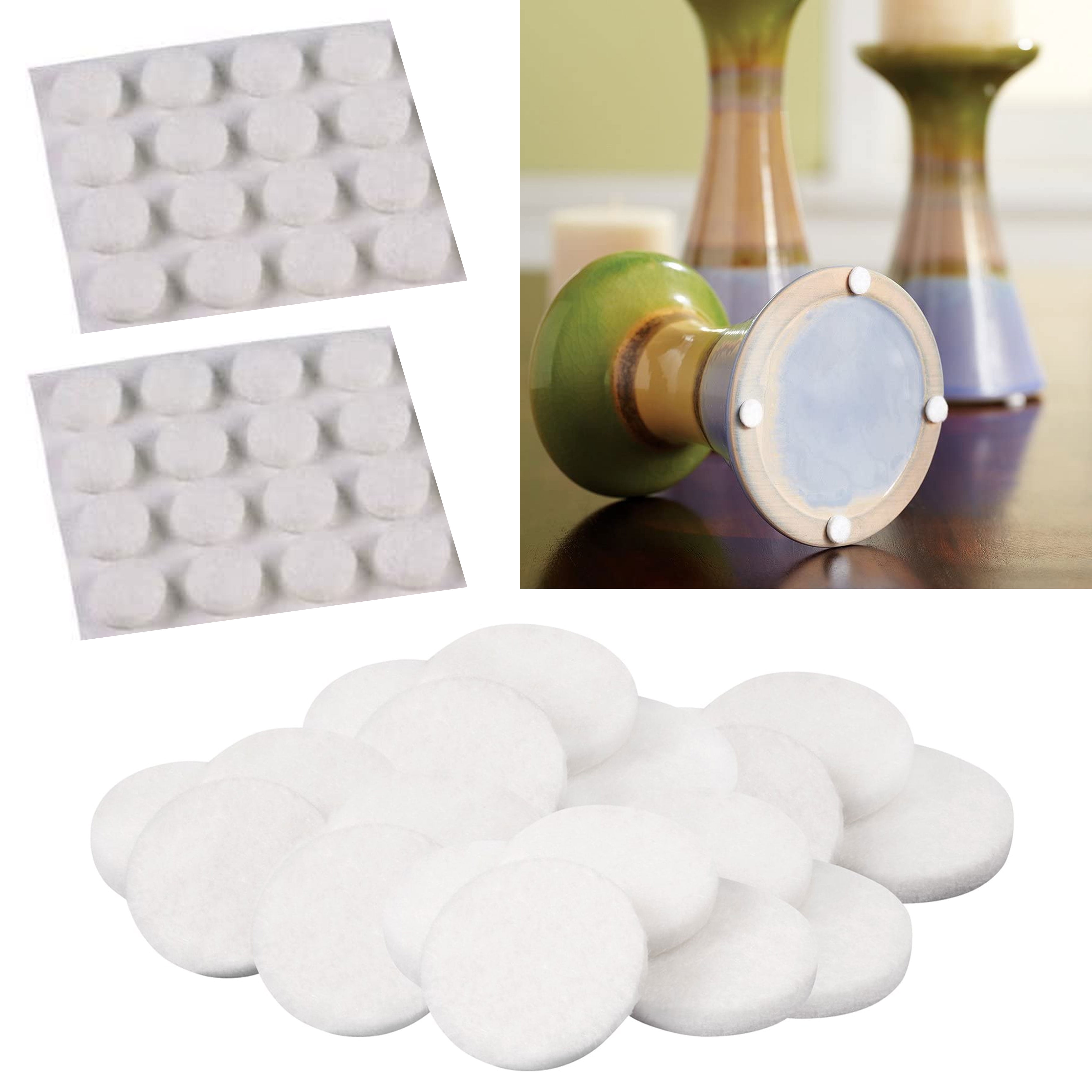 32 Pc Self Adhesive Felt Pads Furniture Floor Scratch Craft Dots Protector White