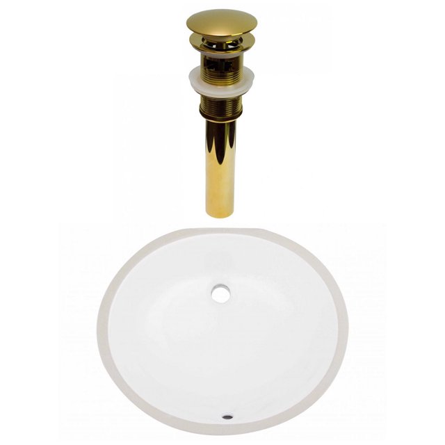 American Imaginations 19.25-in. W CUPC Oval Bathroom Undermount Sink Set In White - Gold Hardware - Overflow Drain Incl. AI-31774