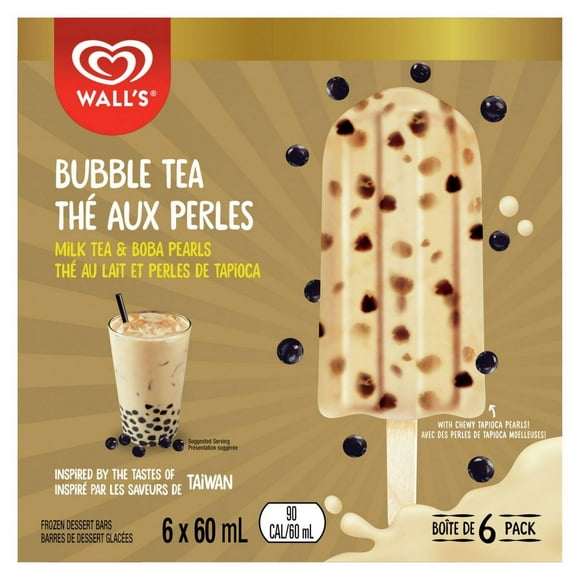 Walls Frozen Dessert Bar Milk Tea & Boba Pearls, 6 x 60 ml Milk Tea & Boba Pearls
