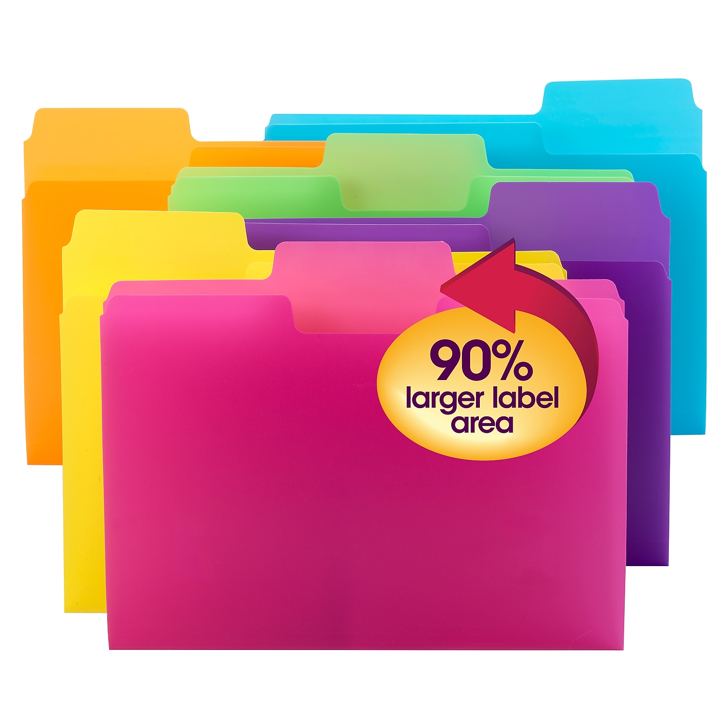 Smead SuperTabÂ® File Folder, 1/3-Cut tab, Letter Size, Poly, 18 per Pack (10515)