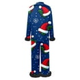 thumbnail image 4 of Tiweut Womens 2 Piece Christmas Pajamas Sets Long Sleeve Collar Santa Cartoon Graphic Print Tops and Pants Hem Home Wear Sleepwear Suit,Q-Blue,L, 4 of 5