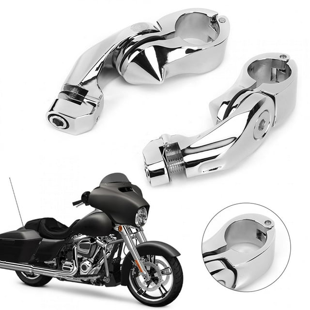 Foot Peg Bracket Motorcycle Accessory Pair Short Highway Foot Pegs Mount Silver Footrest Bracket Fit For FLHTCU 1984-2019