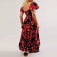 thumbnail image 4 of PENGXIANG Robe à Manches Courtes Imprimé Fleurs avec Décolleté Sweetheart pour Femme, 4 of 6