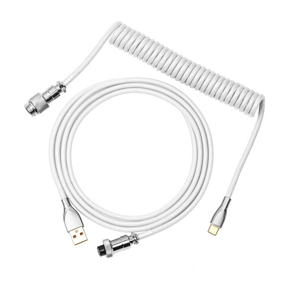 Cable de teclado EPOMAKER Mix USB C a USB A, 1,8 m, enrollado, blanco
