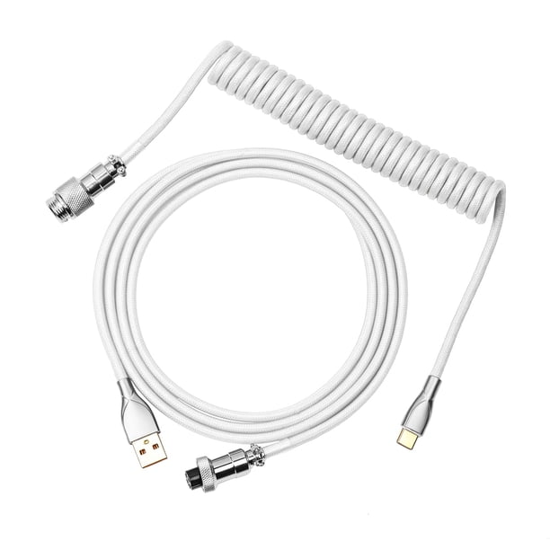 Cable de teclado EPOMAKER Mix USB C a USB A, 1,8 m, enrollado, blanco