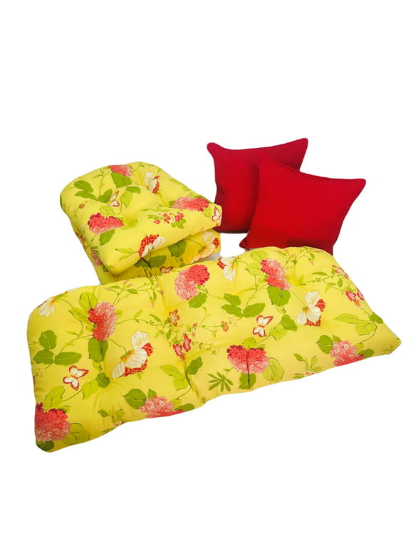 Pillow Perfect Outdoor Risa Lemonade Yellow 5 Piece Cushion Set