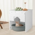 thumbnail image 2 of Gymax Cat Litter Box Enclosure w/ Flip Magnetic Half Door Hidden Litter Box Enclosure White, 2 of 10