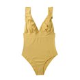 thumbnail image 5 of Abcnature Women's Bikini Swimsuits Sets, Thong Bikini Sets Solid Color Lace Tie V-Neck Bikini Swimwear Bikini Sets for Women Yellow S, 5 of 5