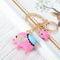 thumbnail image 6 of Delicate Rhinestone Key Chain Cartoon Elephant Key Ring Car Keychain Bag Pendant Charm Christmas Birthday Gift (Pink), 6 of 6