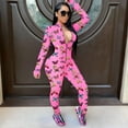 thumbnail image 3 of Women Long Sleeve Front Zipper Bodycon Jumpsuit Rompers Overall, 3 of 6