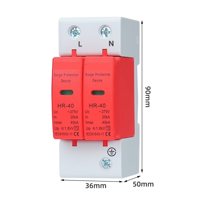 House AC 385V SPD Lightning Surge Protector 1P 2P 3P 4P Solar PV Low-Voltage Arrester Device with Options for 20KA-60KA Protecti