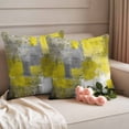 thumbnail image 2 of Yellow Grey Outdoor Waterproof Pillow Covers, Modern Oil Painted Abstract Art Aesthetics Decorative Square Throw Pillowcase Sofa Cushion Sham for Patio/Couch/Chair, 24"x24" 2 Pack, 2 of 8