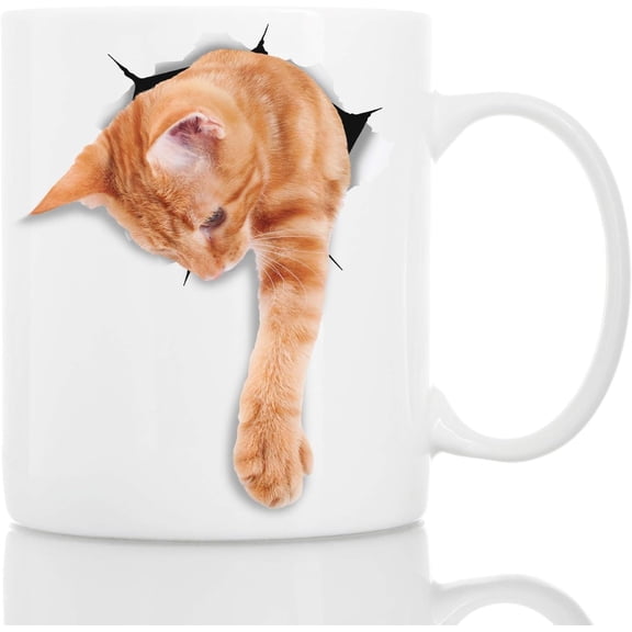 Adorable Ginger Cat Mug – Funny Ceramic Coffee Cup Gift for Cat Lovers