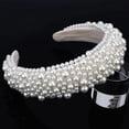 thumbnail image 2 of Diademas para el cabello de mujer, diademas de perlas blancas para niñas, diadema acolchada negra, accesorios para el cabello con perlas, diseño elegante, 2 of 5