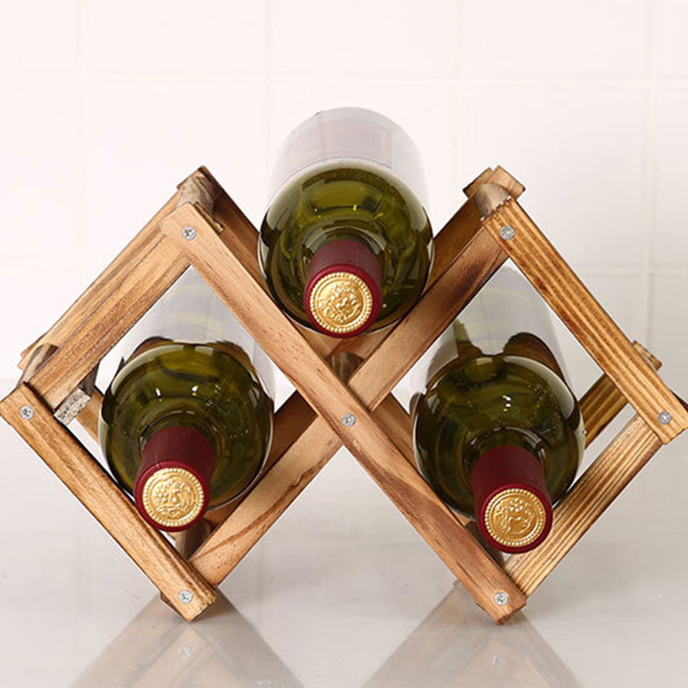 New 3/6/10 Bottle Holder Wooden Wine Rack Folding Drink Bottle Bar Display Shelf