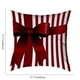 thumbnail image 3 of Juego de 3 fundas de cojín navideñas | Rayas rojas y blancas con lazo, corona y flores | Fundas de cojín decorativas de mezcla de lino para sofá cama | 45 x 45 cm, 3 of 5