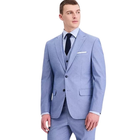 Tommy Hilfiger Men's Modern Fit Th Flex Stretch Chambray Suit Jacket Blue 42R