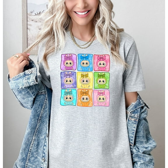 Moonlight Apparel Cute Cartoon Graphic T-Shirt for Women Colorful Pop Art Style Tee Casual Short Sleeve Cotton Top Fun Character Print Shirt for Teens Adults