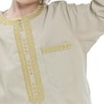 thumbnail image 6 of Kwasome Outfits For Boys Girls Round Long Sleeves Robe Suit Ational Middle Teenage Embroidered Robe Suit Arab Children'S Wear Out Wear Beige Daily Wear 9-10 Years, 6 of 6