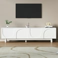 thumbnail image 2 of ON-TREND Graceful TV Stand with Arch Cabinets for TVs Up to 78'', Minimalist Entertainment Center with Solid Wood Legs, Practical Media Console with Adjustable Shelves for Living Room (White), 2 of 9