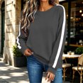 thumbnail image 5 of Womens Sweatshirts Crewneck Side Stripe Relaxed Fit Pullover Lightweight Long Sleeve Casual Fall Winter Top, 5 of 8