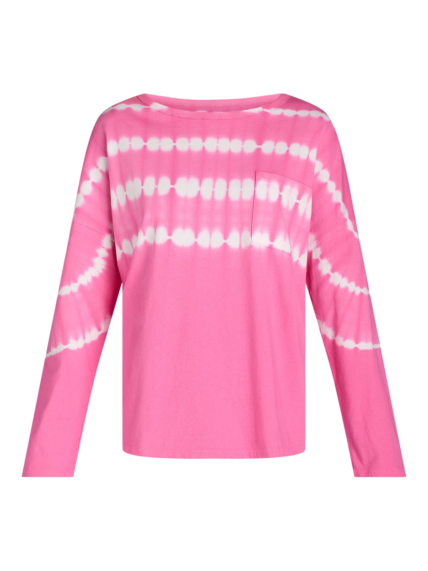 Time and Tru Women's Oversized Tie Dye T-Shirt with Long Sleeves, Sizes XS-XXXL